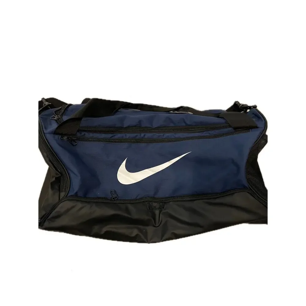 Nike Brasilia Blue Black 9.5 Medium 60L Duffel Gym Bag